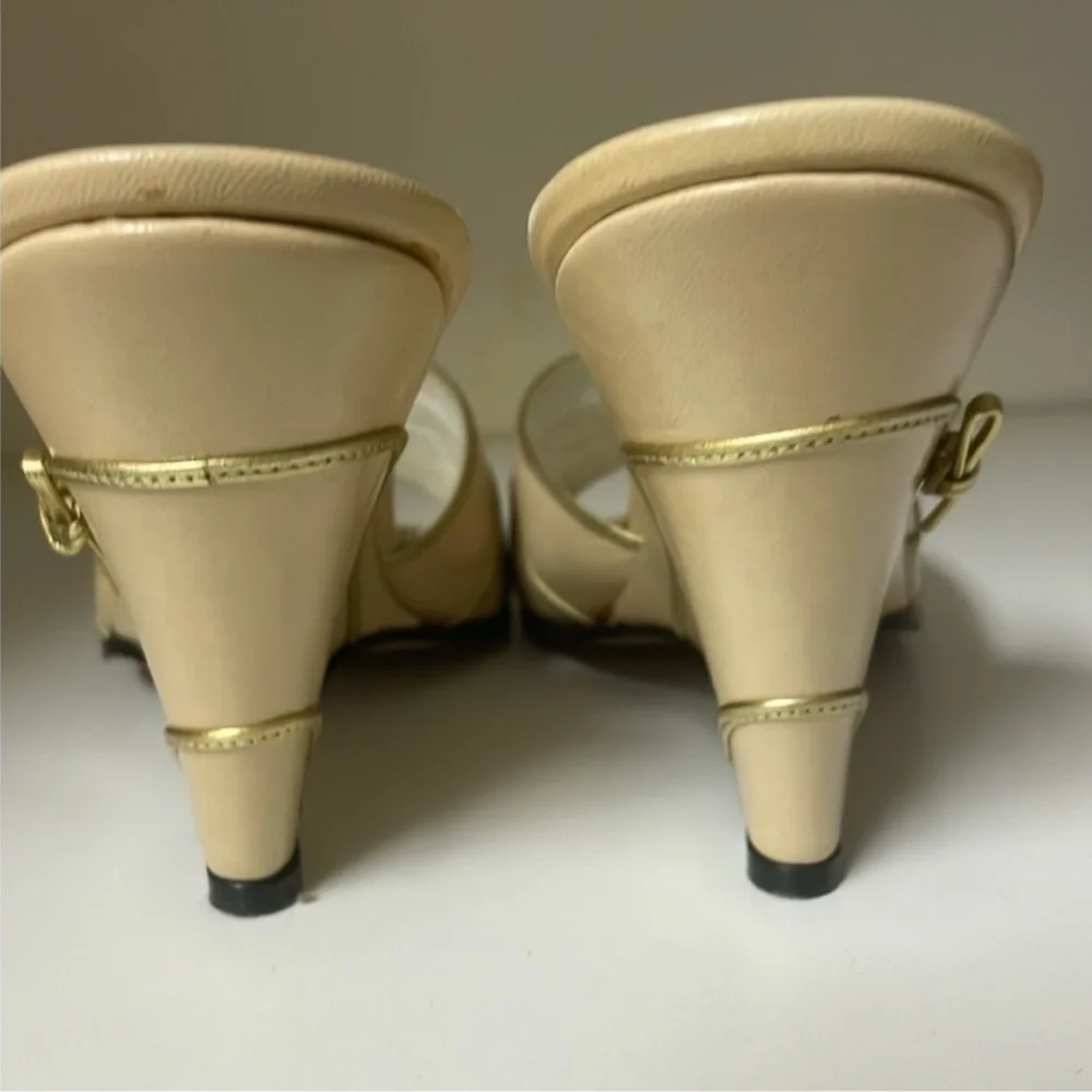 Ria Menorca Women’s Cream With Gold Wedge Heel